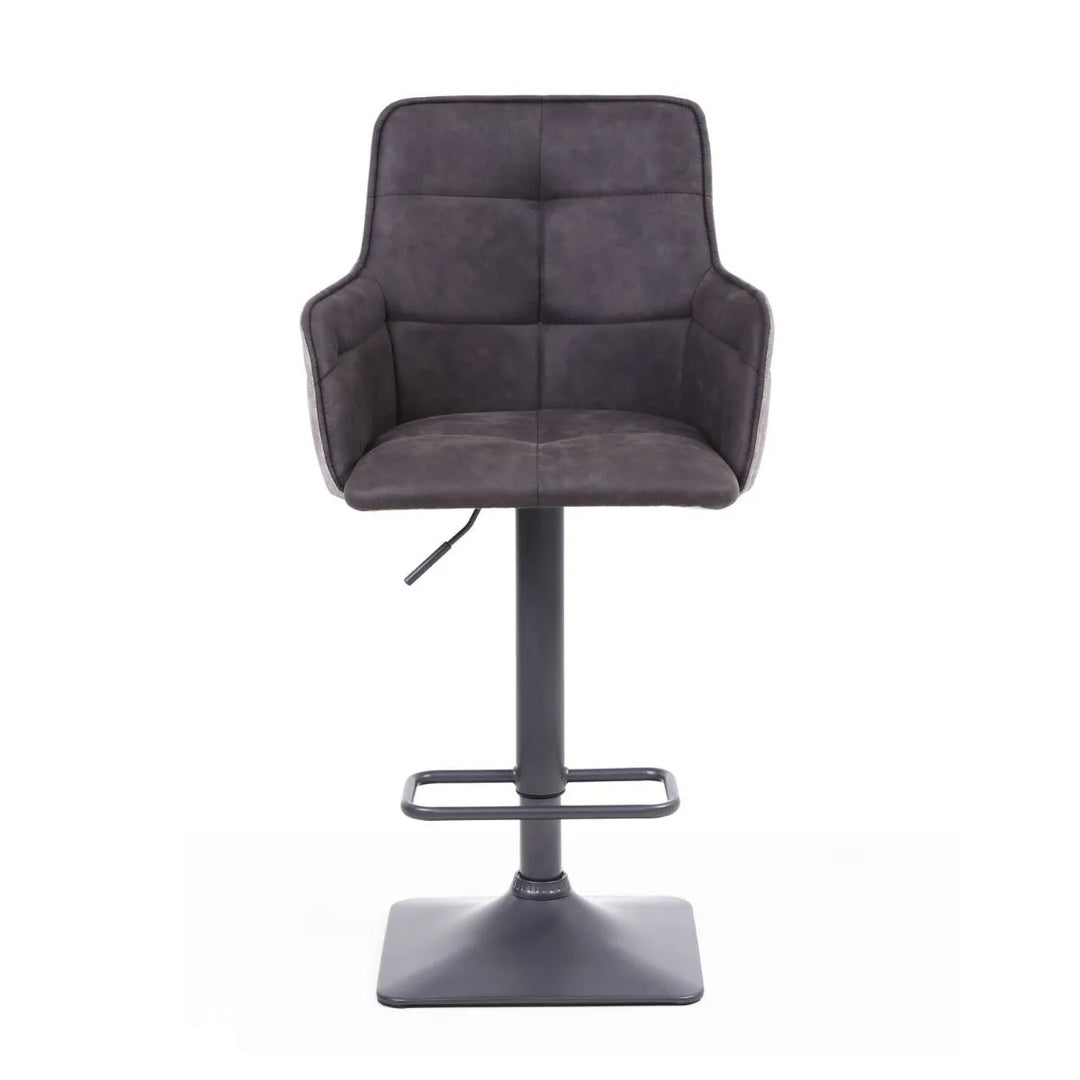 Suede Effect Dark Grey Bar Stool - Belmont Interiors