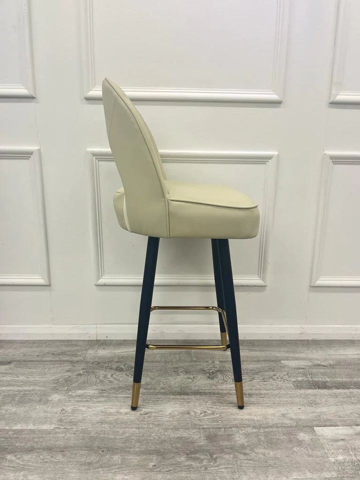 Astra Cream Black & Gold Bar Stool - Belmont Interiors