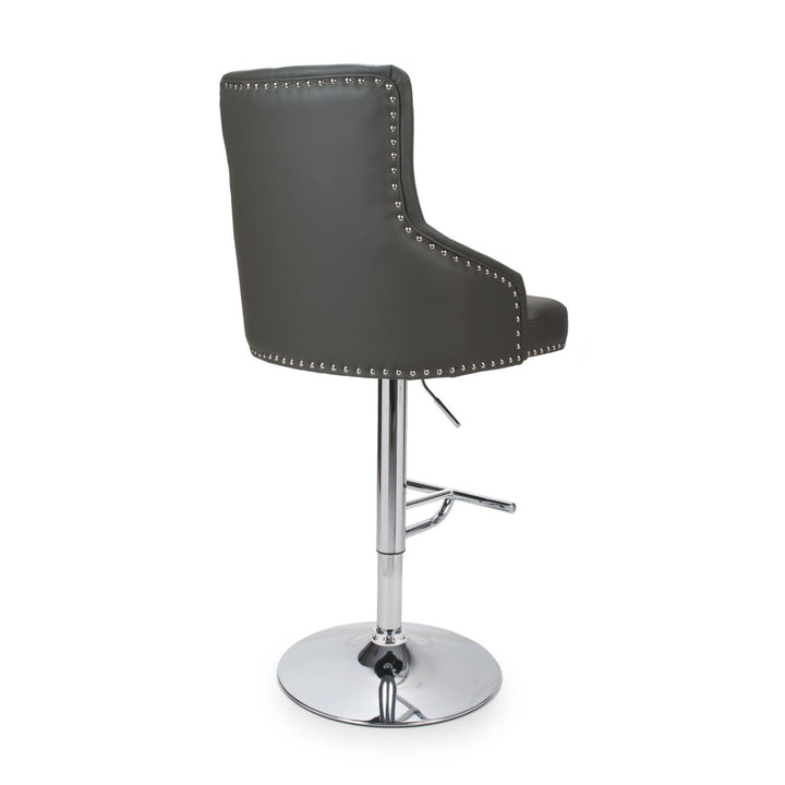 Knox Leather Effect Graphite Grey Bar Stool - Grey - Belmont Interiors