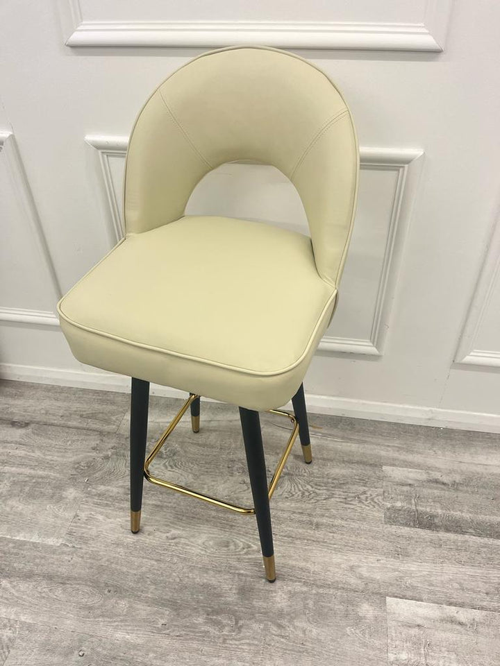 Astra Cream Black & Gold Bar Stool - Belmont Interiors