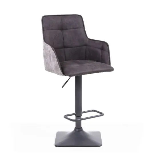 Suede Effect Dark Grey Bar Stool - Belmont Interiors