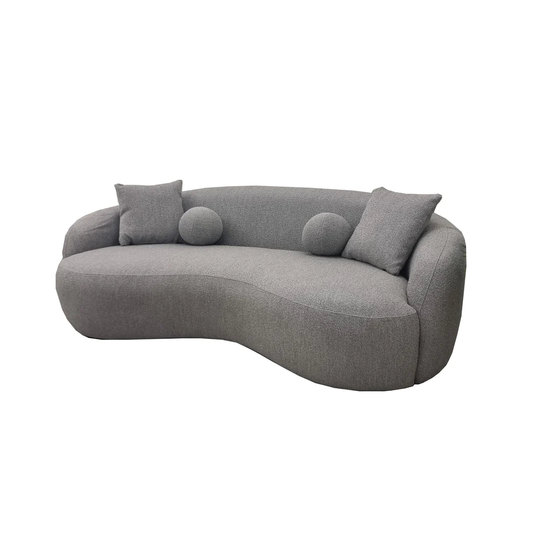 The Wave Boucle Curved Sofa in Grey - Belmont Interiors