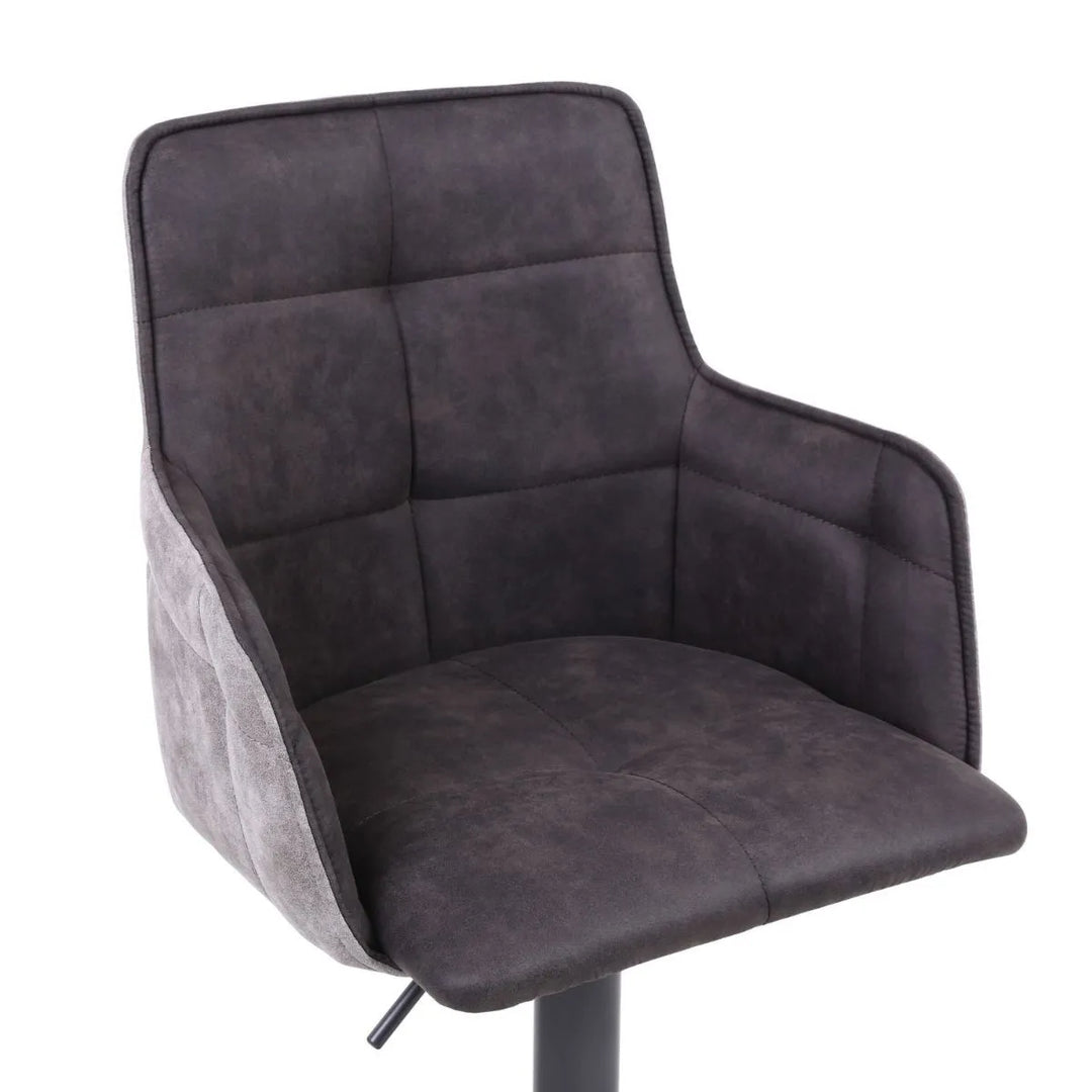 Suede Effect Dark Grey Bar Stool - Belmont Interiors