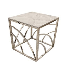 Stella Chrome Lamp Side Table with Grey Sintered Top - Belmont Interiors