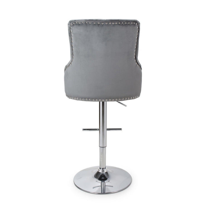 Knox Brushed Velvet Grey Bar Stool - Belmont Interiors