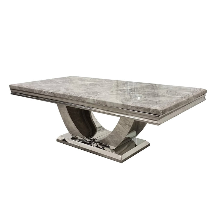 Arial 130CM Marble & Chrome Coffee Table - 11 Colours - Belmont Interiors