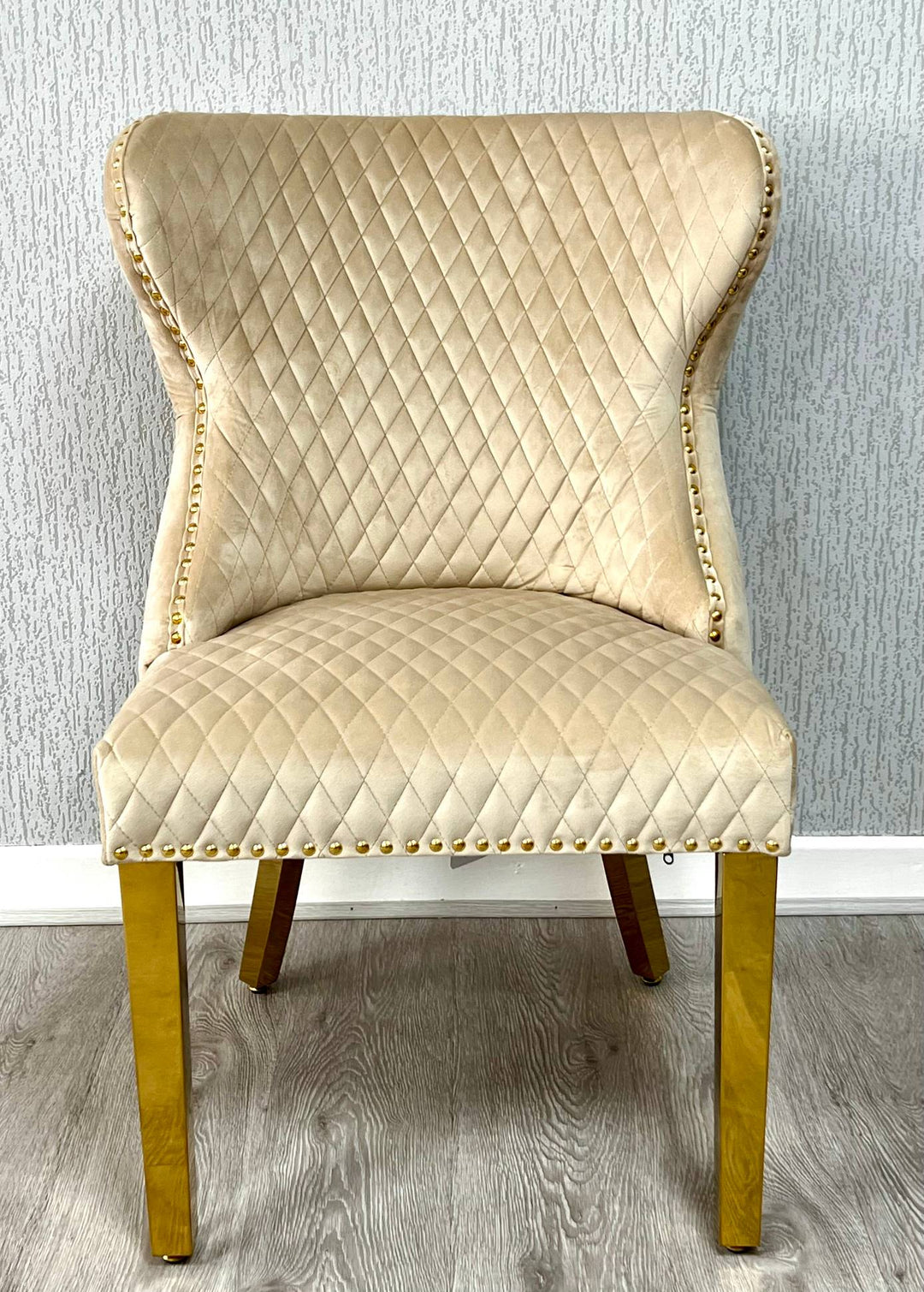 Victoria Mink Gold Lion Velvet Chair Gold Legs - Belmont Interiors