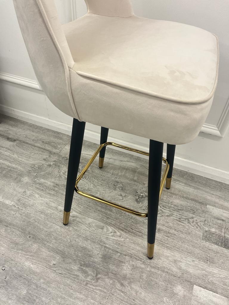 Astra Cream Black & Gold Bar Stool - Belmont Interiors