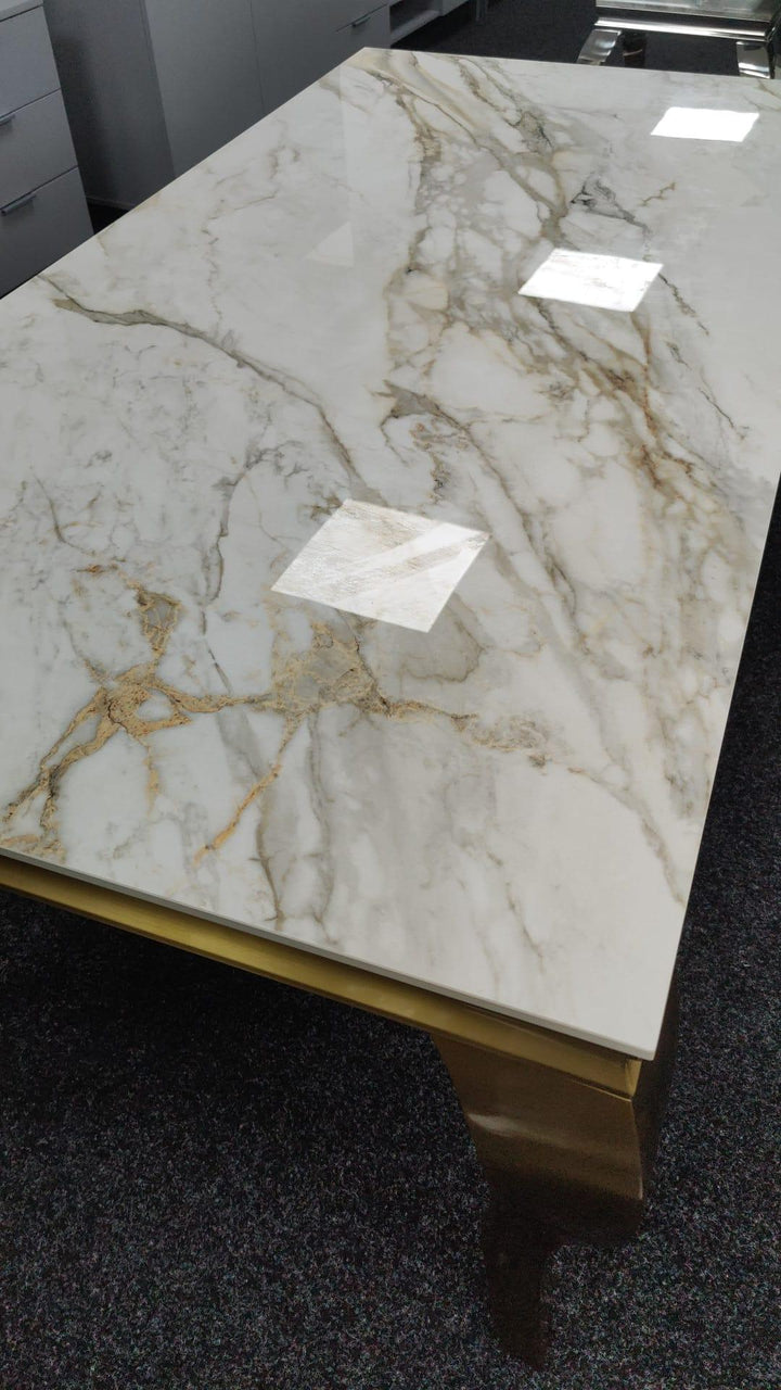 Mayfair 180cm Ceramic Marble & Gold Dining Table - Belmont Interiors