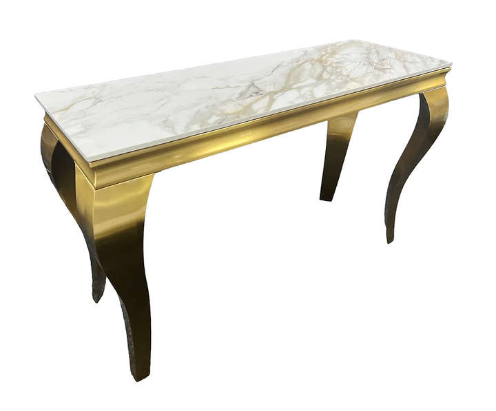 Louis Gold Ceramic Marble 120cm Console Table - Belmont Interiors