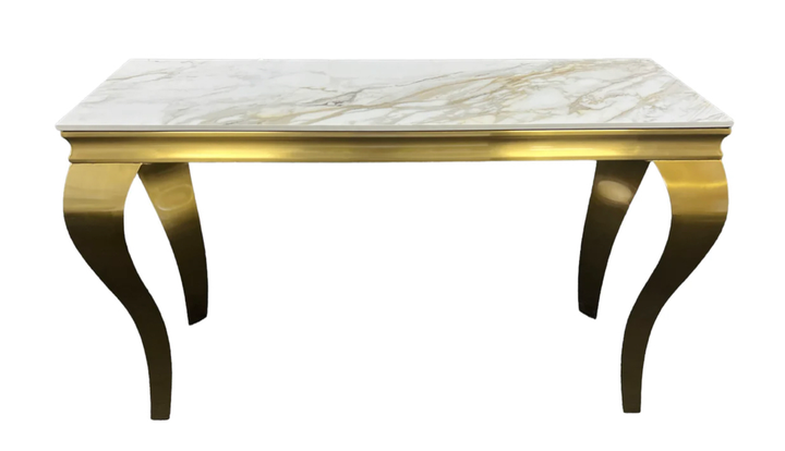 Louis Gold Ceramic Marble 120cm Console Table - Belmont Interiors