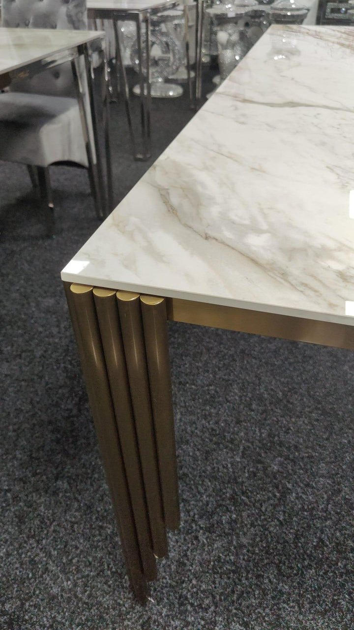 Mayfair 180cm Ceramic Marble & Gold Dining Table - Belmont Interiors