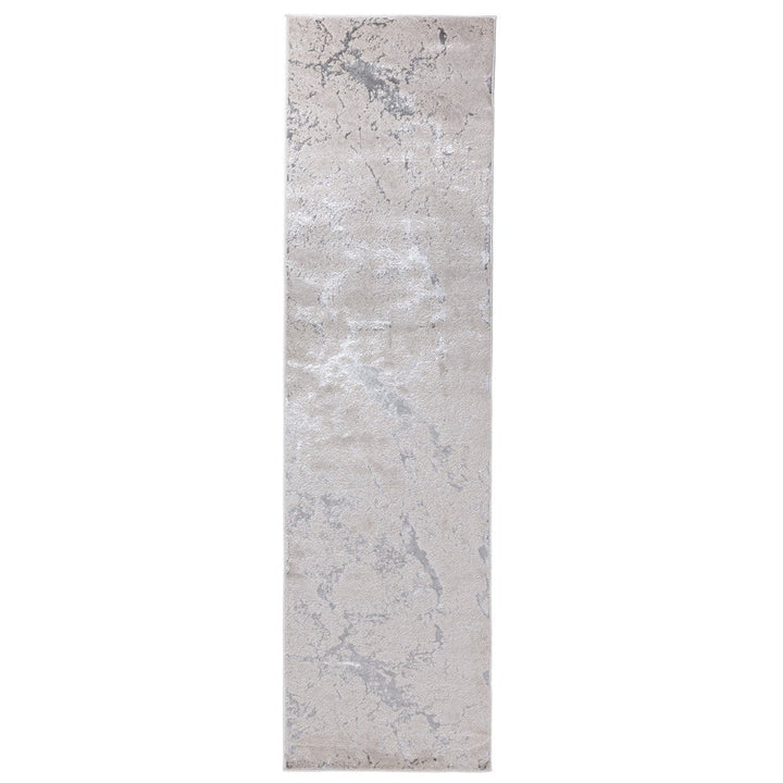 Aurora Solar AU03 Marble Runner Rugs in Metallic Silver Grey - Belmont Interiors