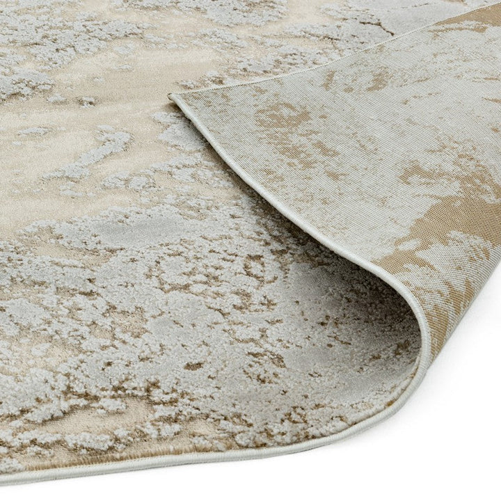 Aurora Strata AU16 Marble Runner Rugs in Metallic Beige Bronze and Grey - Belmont Interiors