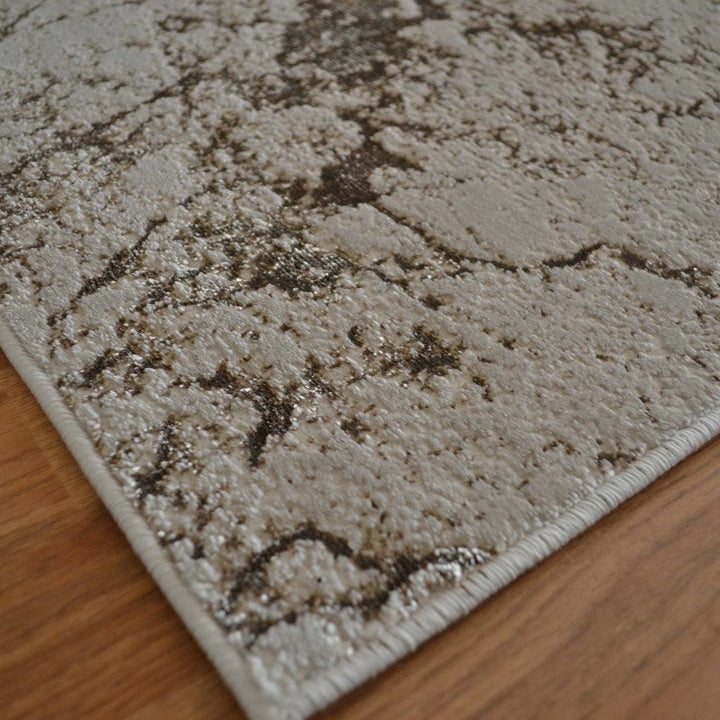 Aurora Strata AU16 Marble Runner Rugs in Metallic Beige Bronze and Grey - Belmont Interiors