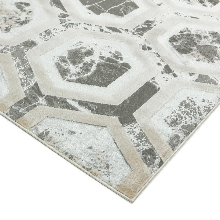 Aurora Crystal AU12 Geometric Rugs in Silver Beige - Belmont Interiors