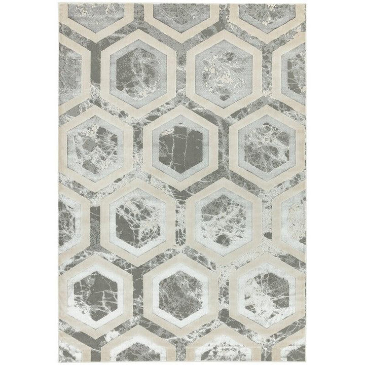 Aurora Crystal AU12 Geometric Rugs in Silver Beige - Belmont Interiors