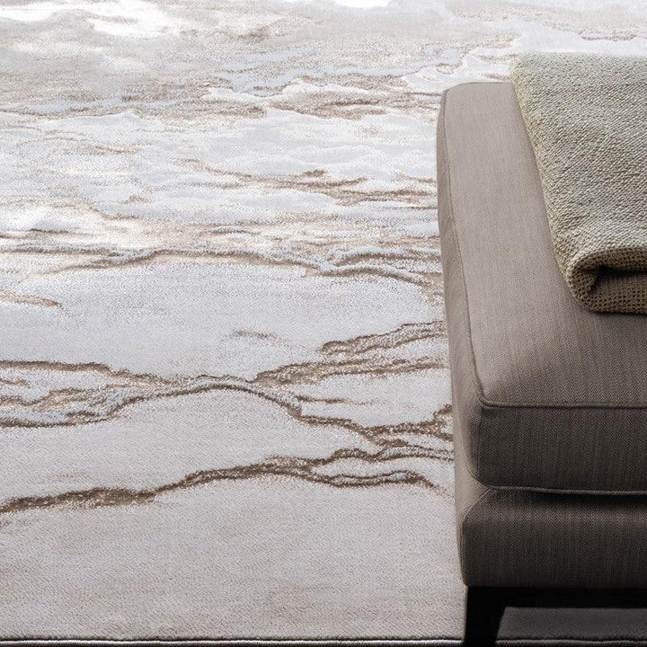 Aurora Linea AU17 Marble Rugs in Metallic Beige Bronze - Belmont Interiors