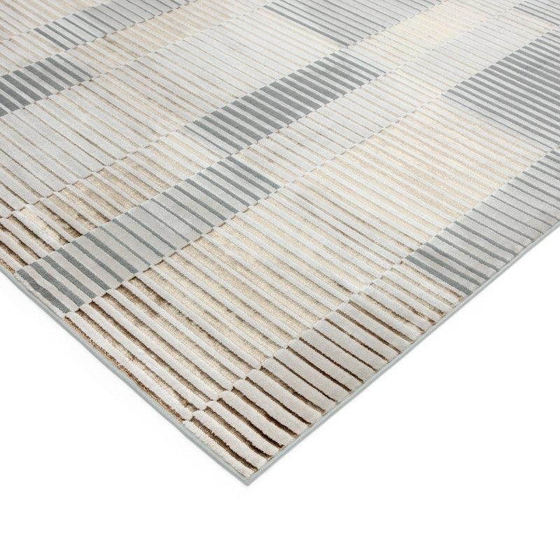 Aurora Ripple AU14 Geometric Rugs in Metallic Gold Silver - Belmont Interiors