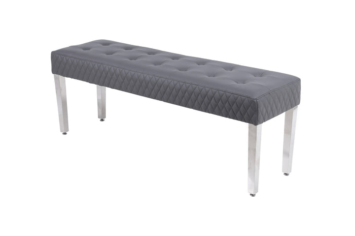 Majestic Grey Quilted PU Leather 140cm Bench - Belmont Interiors