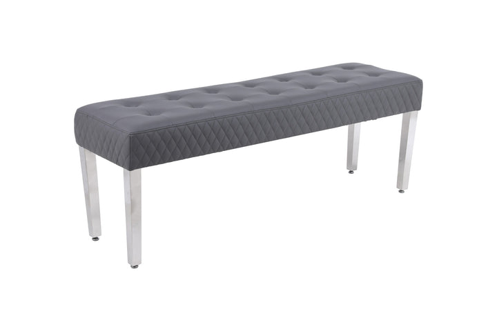 Majestic Grey Quilted PU Leather 140cm Bench - Belmont Interiors