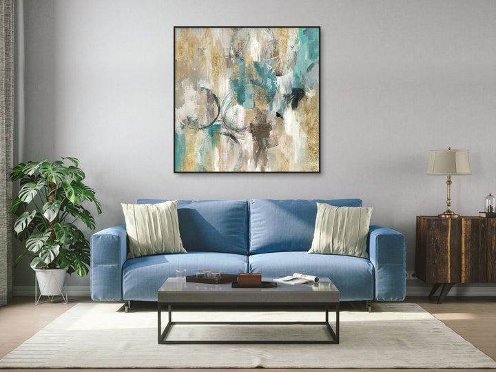 Berkeley Designs Large Abstract Oil on Canvas 01 with a Black Frame - Belmont Interiors