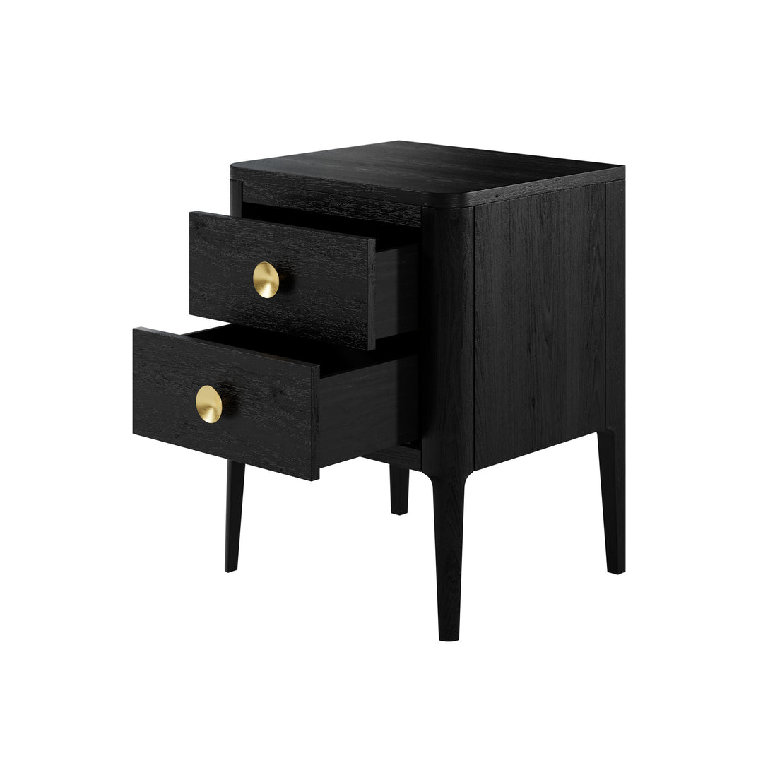 DI Designs Abberley Bedside in Black - 2 Drawer - Belmont Interiors