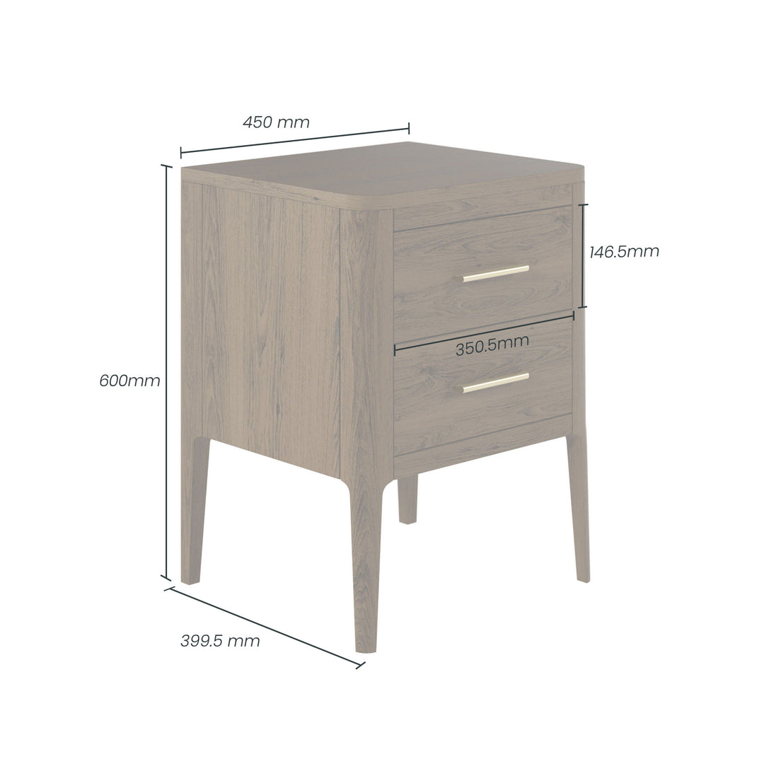 DI Designs Abberley Bedside in Brown - 2 Drawer - Belmont Interiors