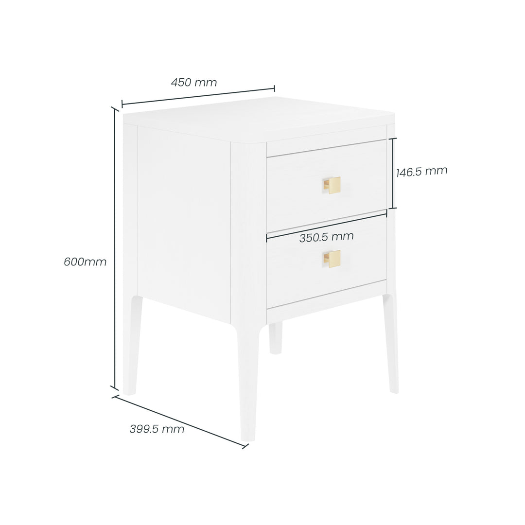 DI Designs Abberley Bedside in White - 2 Drawer - Belmont Interiors