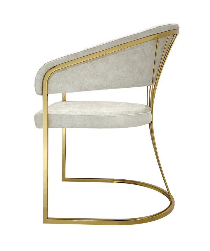 Porto Cream and Gold Leathaire Fabric Dining Chair - Belmont Interiors