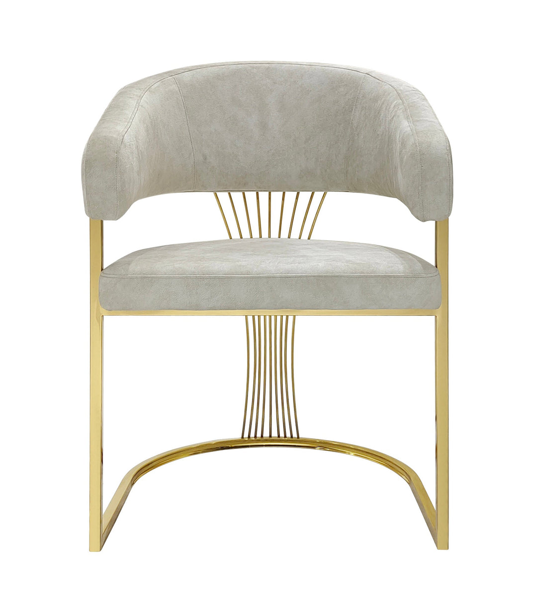 Porto Cream and Gold Leathaire Fabric Dining Chair - Belmont Interiors