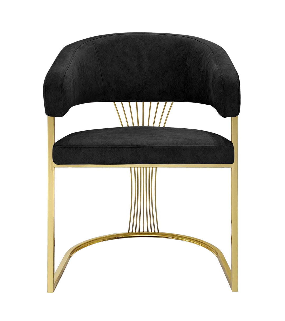 Porto Black/Gold Leathaire Fabric Dining Chair-Kitchen & Dining Room Chairs-ASR-Belmont Interiors