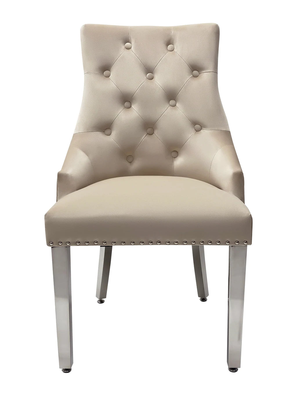 Majestic Lion Knocker Quilted Tufted Plush Velvet Dining Chair Chrome Legs - 10 Colours - Belmont Interiors