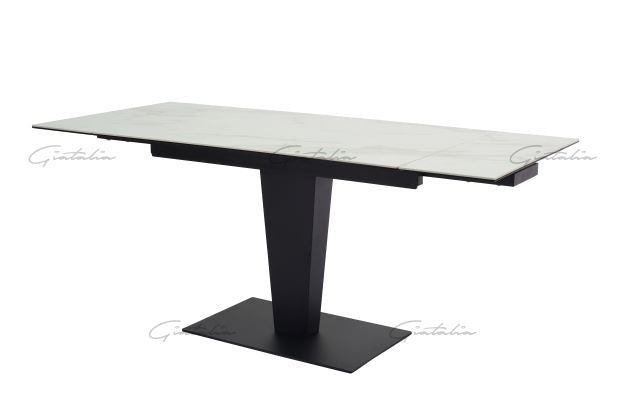 Valentina 120-180cm White Ceramic Marble Extending Dining Table - Belmont Interiors