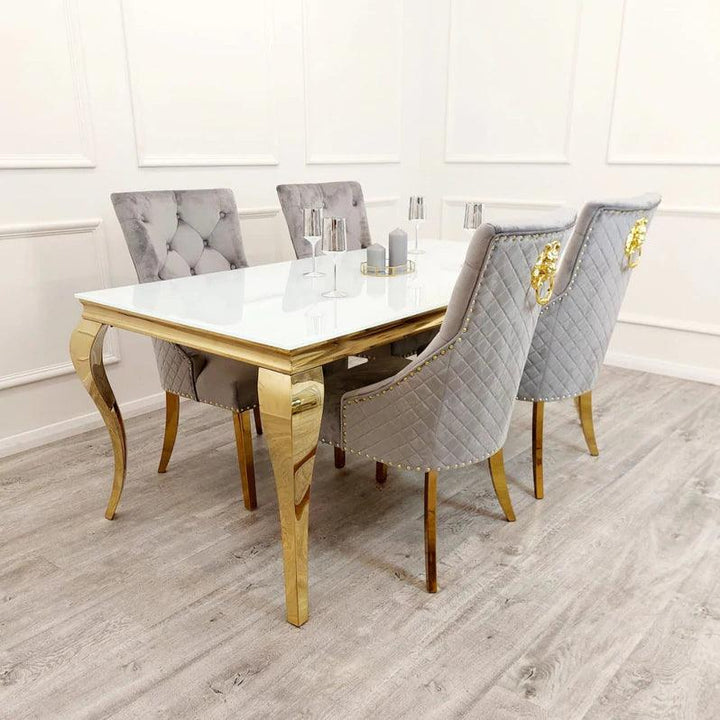 Louis 150cm Marble & Gold Dining Table - 5 Colours - Belmont Interiors