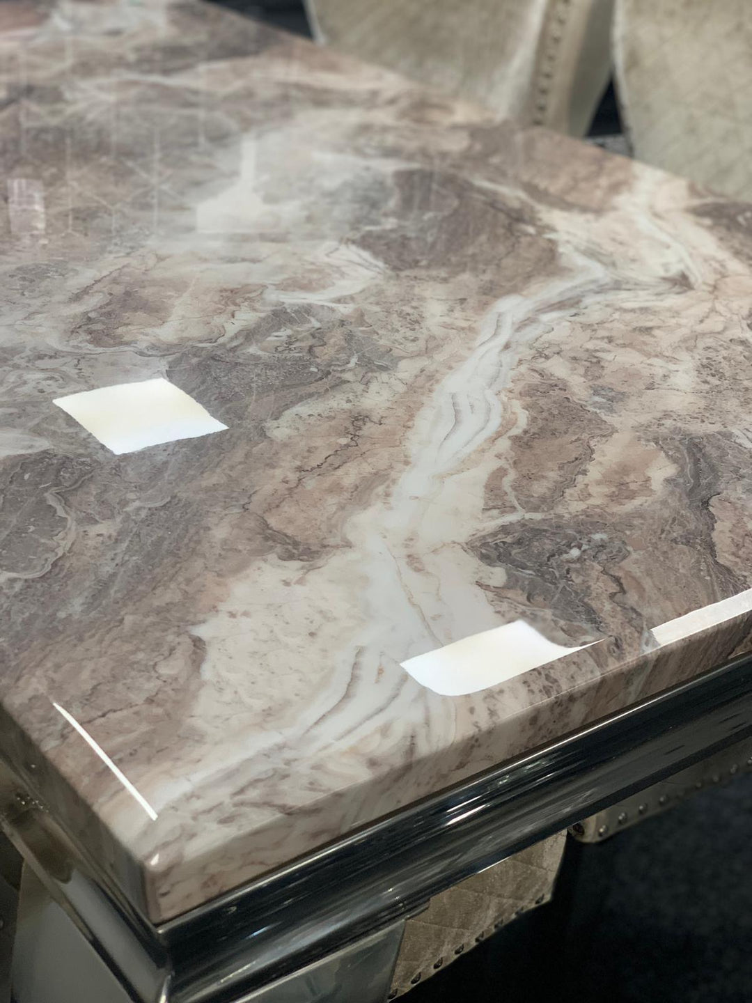 Louis 150cm Marble & Gold Dining Table - 5 Colours - Belmont Interiors