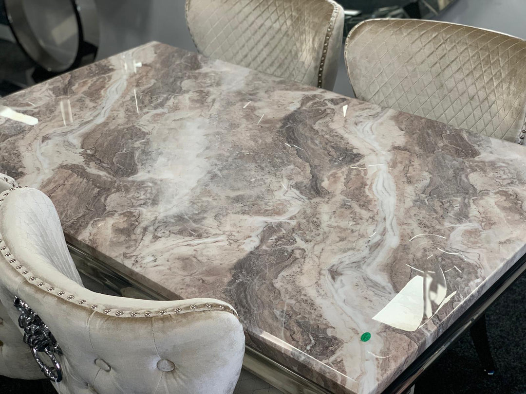 Louis 150cm Marble & Gold Dining Table - 5 Colours - Belmont Interiors