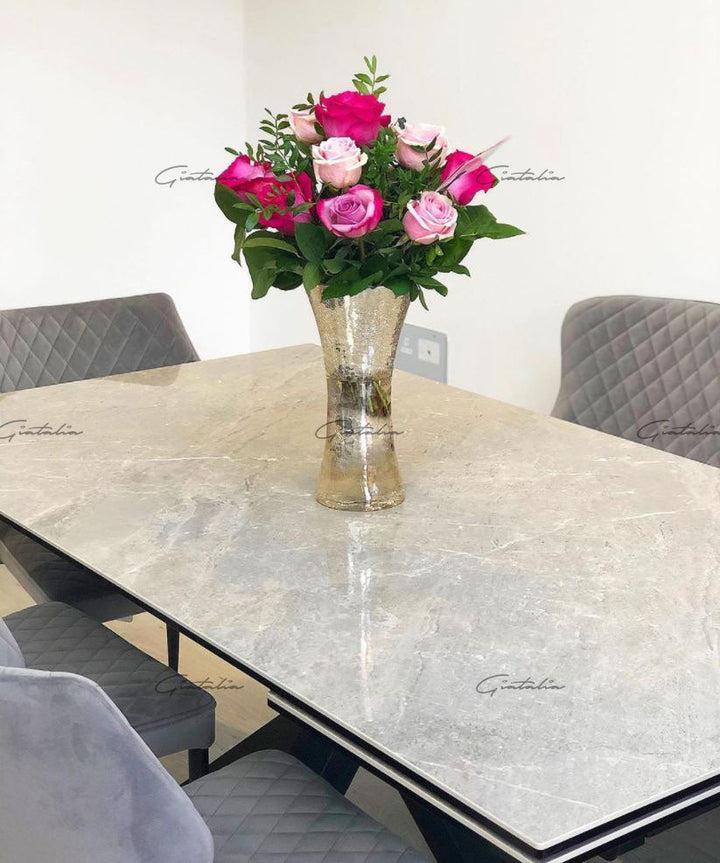 Phoenix 120-180cm Grey Ceramic Marble Extending Table - Belmont Interiors