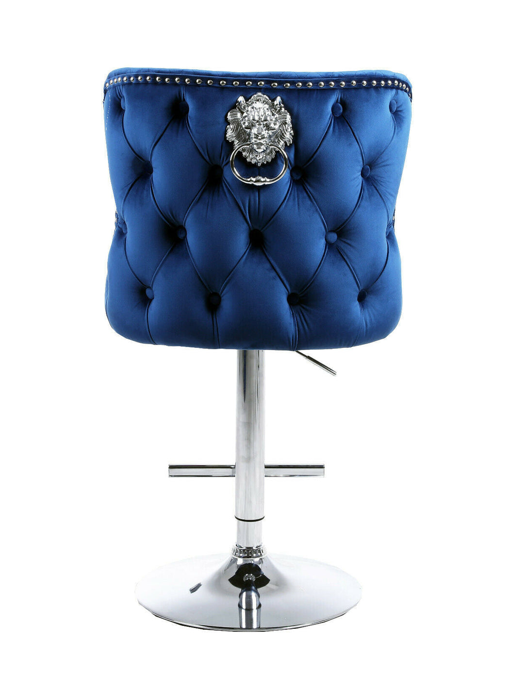 Valentino Lion Knocker Quilted Tufted Plush Velvet Bar Stools - Belmont Interiors