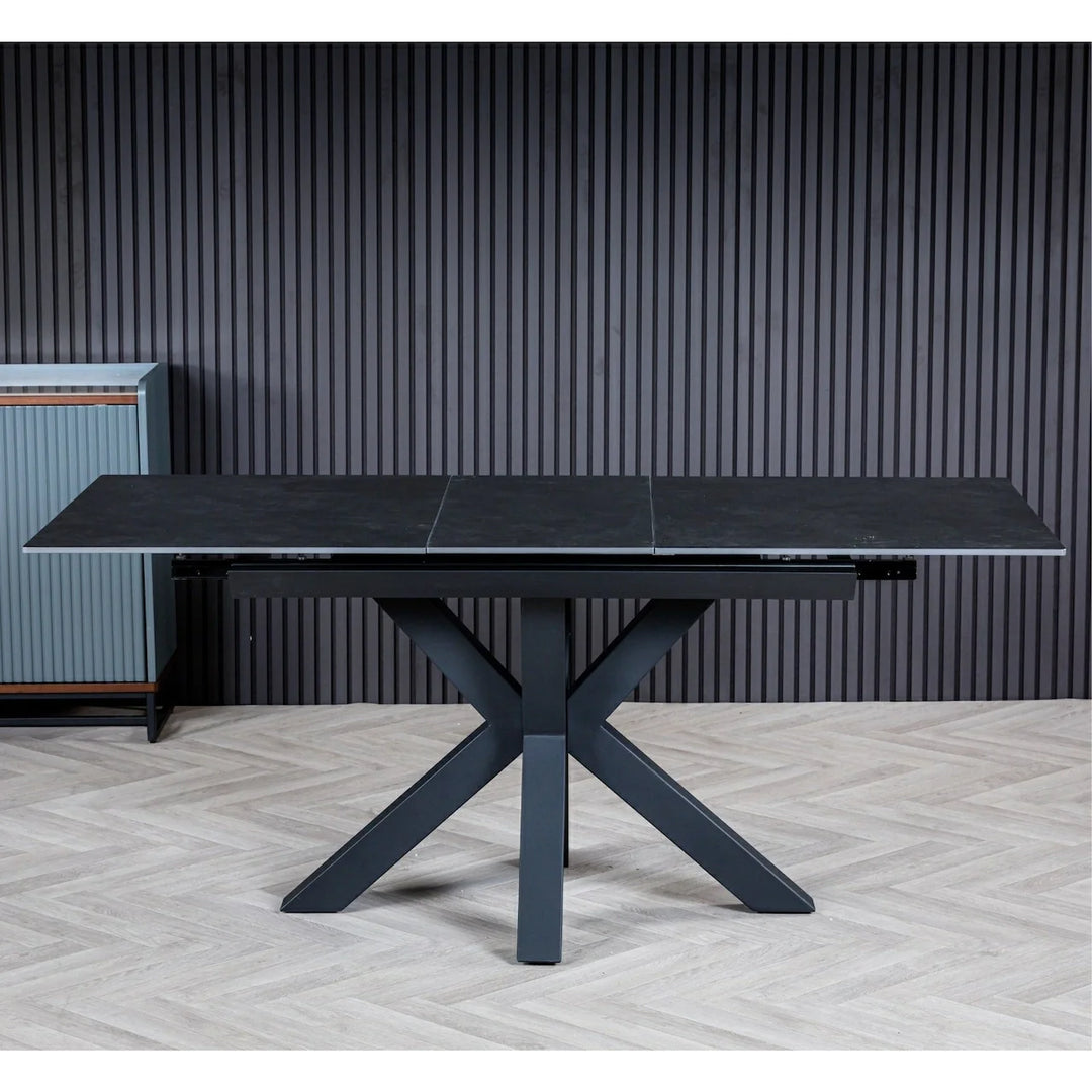 Nova 120-160cm Dark Grey Ceramic Marble Centre Extending Dining Table-Kitchen & Dining Room Tables-ASR-Belmont Interiors