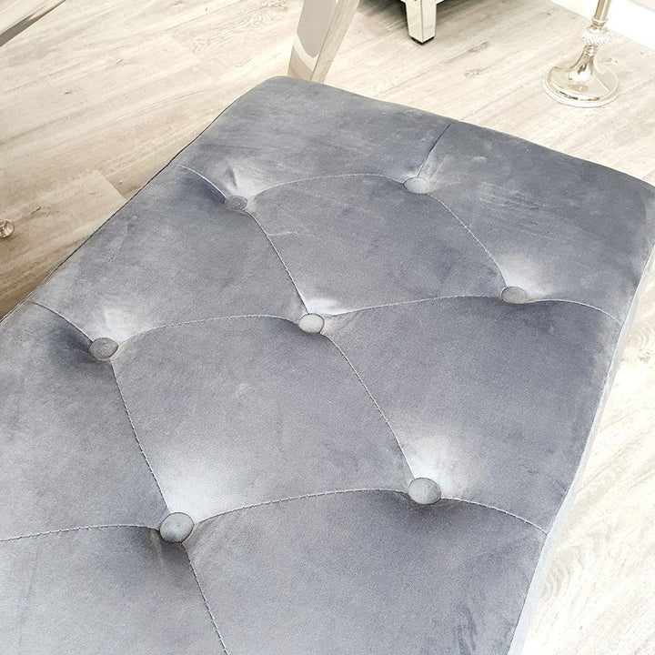 Louis Dark Grey Plush Velvet 130cm Bench Only - Belmont Interiors