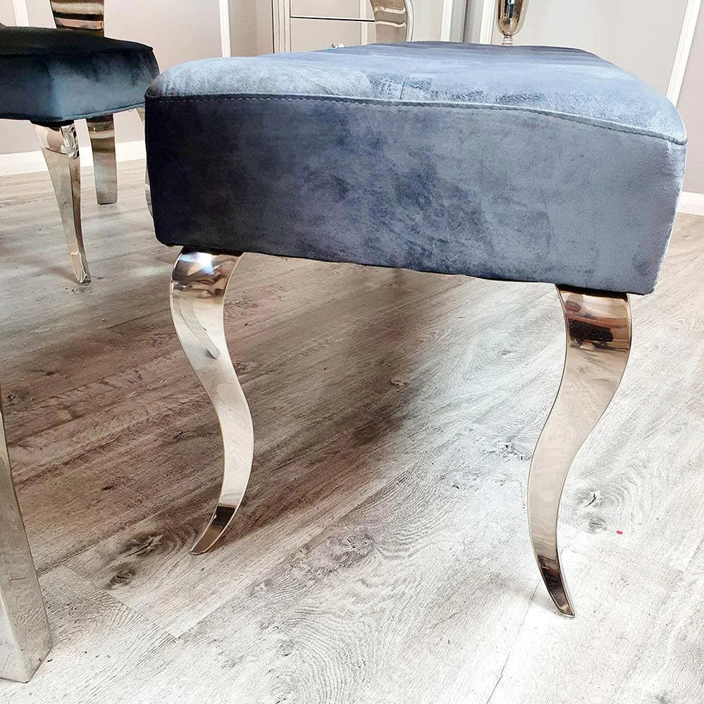 Louis Dark Grey Plush Velvet 130cm Bench Only - Belmont Interiors