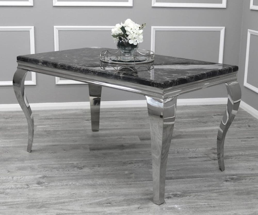 Louis Black Marble Dining Table - All Sizes - Belmont Interiors