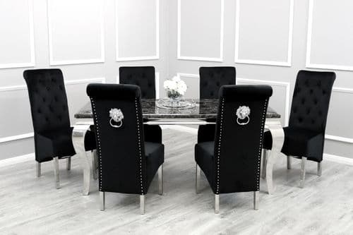 Louis Black Marble Dining Table - All Sizes - Belmont Interiors