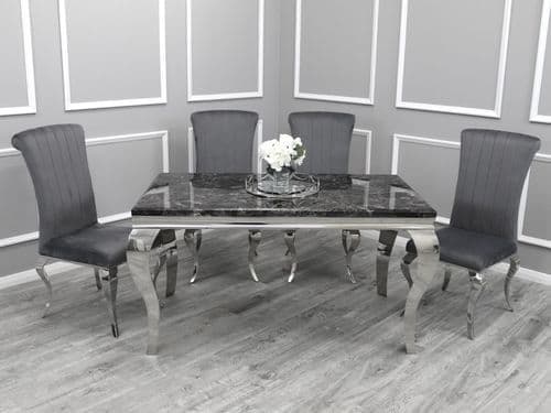 Louis Black Marble Dining Table - All Sizes - Belmont Interiors