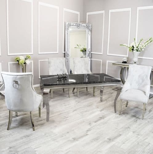 Louis Black Marble Dining Table - All Sizes - Belmont Interiors